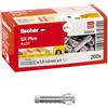 Fischer 200 Tasselli SX Plus 4x20 mm per Muro Pieno, Mattone Forato, Muratura, Calcestruzzo, per il Fissaggio di Lampadari, Cornici, Mensoline, Ganci, 568004