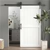 HOMCOM Porta Scorrevole Esterna Muro 106.6x213.4cm, Binario Acciaio, Maniglia Migliorato, Ruote, Porta da Interno in Stile Industriale, in MDF e Legno Pino, Impermeabile, per Cucina, Bagno, Soggiorno