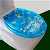 gresonic Copriwater copriwater copri serbatoio, copriwater trasparente, in resina, conchiglie e sabbia vere, antibatterico, cerniera regolabile in acciaio inox, copertura per WC lenta, san