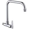 Jotekonoby Rubinetto per lavello da cucina in ottone cromato con maniglia singola e bocca girevole a 360°, costruzione in ottone massiccio di lunga durata per acqua fredda, salvaspazio moderno