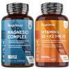 WeightWorld Magnesio Completo e Vitamina D3 K2 Bundle, 180 Capsule + 365 Compresse, Magnesium Complex 490mg, 4 in 1 con Bisglicinato, Citrato e Taurato, Vit D3 2000UI di Colecalciferolo e 200μg di Menachinone