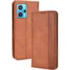 AMWEI Leather Folio Cover per OnePlus Nord CE 2 Lite 5G, Custodia in Pelle PU Magnetica Libro Flip Portafoglio con [Funzione Stand]. Marrone