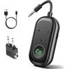 Valyrane Ricevitore trasmettitore Bluetooth 5.3, adattatore Bluetooth wireless per auto/aereo, microfono per chiamate, adattatore Bluetooth AUX wireless 2 in 1 per TV, aereo, cuffie, Airpods