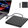 Amicool Masterizzatore esterno USB-C USB 3.0 CD/DVD +/-RW, lettore DVD portatile ultra sottile per Mac iMac MacBook, Windows 11/10/8 Linux, unità ottica per computer desktop e computer