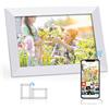 Haehne Cornice Digitale WiFi - 10 Pollici, Cornici Digitali Smart Touchscreen IPS HD, con 16GB Conservazione, Rotazione Automatica, Cloud Cornice Foto Digitale/Condividi Foto con l'App Frameo,Bianco