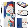 BLOTECH Cover Natalizie Wallet per Samsung Galaxy A55 5G Pupazzo di neve Cover Christmas Cervo Cartoon Modello e Babbo Natale Pattern,Natale Regalo Carino Design Antiurto Case per Samsung Galaxy A55 5G