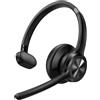 TECKNET Cuffie Bluetooth con Microfono, Auricolare Bluetooth Singolo con Tecnologia Bluetooth 6.0, Cuffie Call Center, Cuffie con Microfono Per PC for Skype/Ufficio/Telelavoro/Call Center/Camionista