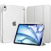 MoKo Cover per iPad Air 11 Pollici Case (M4/M3/M2) 2026/2025/2024, iPad Air 5a/4a Gen 10,9 2022/2020 con Portapenna, Cover Trifold Sottile e Leggera con Retro in PC Rigido Traslucido,Argento
