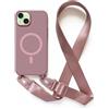 2NSPDRGNI Magnetica Cover con Collana Compatibile con iPhone 15 Plus,Case con Laccio per Il Collo Custodia con Cordino,Rose Gold