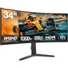 KOORUI 34 Pollici Monitor Gaming Curvo, WQHD 3440x1440, 200Hz, 1MS, 1000R, VA, Adaptive Sync, 2xHDMI 100Hz & Display Port 200Hz, DCI-P3 90%, VESA 75 * 75mm