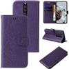 LBH Custodia per Xiaomi Redmi 8, con motivo a farfalla, fiori, funzione leggio, con chiusura magnetica, protezione a 360 gradi, colore: viola