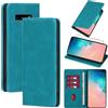 Vauki Cover per Samsung Galaxy S10 Plus Custodia in Pelle PU Slot Schede Flip TPU Silicone Case Supporto Stand Magnetica Antiurto Caso per Samsung Galaxy S10 Plus 6.4, Azzurro