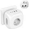 JSVER Adattatore da Viaggio per Sudafrica,Adattatore cubo tipo M,Spina da viaggio Sudafrica-Germania con 2 porte USB-C e 2 porte USB-A (3,4 A 17 W) e 3 prese per Namibia,Lesotho(Biano)