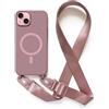 2NSPDRGNI Magnetica Cover con Collana Compatibile con iPhone 15,Case con Laccio per Il Collo Custodia con Cordino,Rose Gold