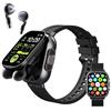 Denash Smartwatch e Auricolari 2 in 1, 2,01'' Schermo HD Bluetooth Fitness Tracker, 100 + Modalità di Sport, Monitor del Sonno Frequenza Cardiaca, Compatibile con Android e iOS