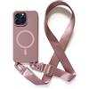 2NSPDRGNI Magnetica Cover con Collana Compatibile con iPhone 15 Pro,Case con Laccio per Il Collo Custodia con Cordino,Rose Gold