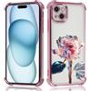 Knrlqim Custodia per Apple iPhone 15 6,1, Aesthetic Disegni Fiori Rose Sfumato Motivo Cover, Trasparente Rosa Galvanizzazione TPU Morbido Antiurto Resistente Protettiva Case con Protezione Fotocamera