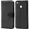 Verco custodia per Huawei P9 Lite, Case per P9 Lite Cover PU Pelle Portafoglio Protettiva, Nero
