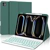WINCHKING Custodia con Tastiera per iPad Pro 11 M5 2025/M4 2024, Cover Bluetooth Magnetica QWERTY Italiano Retroilluminata Tastiera per iPad Pro 11 Pollici (M5/M4, 2025/2024), Verde scuro