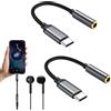 Haefan Adattatore da USB C a Jack 3,5 mm, 2 cavi audio tipo C ad audio, Dongle auricolare DAC compatibile con iPhone 15 Pro Max, Galaxy S24 S23 S22 Ultra, Pixel 8 7, iPad Pro