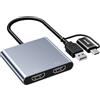 KCEVE Adattatore da USB a doppio HDMI, da USB C a 2 HDMI, splitter multiporta, supporta 1080p per Windows, M1/M2 Mac OS. Interfaccia BIOS non supportata, supporta solo processori di 11a generazione o