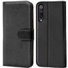 Verco custodia per Xiaomi Mi 9 SE, Case per Mi 9 SE Cover PU Pelle Portafoglio Protettiva, Nero