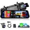 Hodozzy Specchietto Retrovisore Dash Cam Auto Carplay Wireless Android Auto, Bluetooth, 9,66 Pollici IPS Touchscreen, 170° Telecamera Retrovisione Anteriore e Posteriore Dashcam Visione Notturna WDR FM AUX In