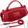 Khanka Custodia in Silicone per JBL Charge 6 con Cinturino e Gancio,Rosso | Per JBL Charge 6, Custodia Flessibile in Silicone, Cinturino Staccabile e Clip in Metallo Inclusi, Altoparlante Non Incluso