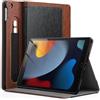 JETech Custodia per iPad 10,2 Pollici, 9/8/7 Generazione (2021/2020/2019) con Portapenne, Supporto Multi-Angolo Cover Protettiva in TPU Morbido Auto Svegliati/Sonno (Nero/Marrone)