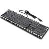Bewinner Tastiera Meccanica, Tastiera da Gioco Cablata USB a 104 Tasti, Copritasti Rotondi con Pannello in Metallo, Tastiera retrò in Stile Macchina da Scrivere con Retroilluminazione per Desktop, Laptop