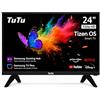 TuTu TU24Q1H-T8 Smart TV 24 Pollici (60 cm), Senza Bordo Collegato Televisione con Tizen OS, WiFi, Bluetooth, App Store, AirPlay, Tuner Tripla (DVB-T/T2, DVB-C, DVB-S/S2), Molotov e Altro