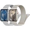 LEIXIUER 2 Pezzi Cinturini Maglia Milanese per Apple Watch 49mm 45mm 44mm 42mm 41mm 40mm 38mm,Magnetic Cinturino in Acciaio Inossidabile, per iWatch Ultra 2 Ultra Series 9 8 7 6 5 4 3(Argento/Starlight)