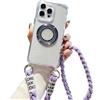 Emlivi Custodia magnetica per iPhone 16 Pro [compatibile con Mag-Safe] Necklace Custodia in TPU Case Cover con cordino da appendere, custodia protettiva antiurto con cinturino per iPhone 16 Pro, viola