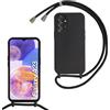 Beajew Custodia per Samsung Galaxy A23 Cover con Regolabile Rimovibile Corda da Catena Collana Necklace Antiurto Cordino Collari per Samsung Galaxy A23, Nero