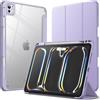 JETech Custodia per iPad Pro 11 Pollici M5/M4 2025/2024 (6a/5a Generazione) con Portapenne, Chiaro Trasparente Retro Conchiglia Sottile Supporto Antiurto Tablet Cover (Viola)