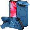 xinyunew custodia per Google Pixel 9A con ring stand magnetico, cover militare antiurto con protezione fotocamera scorrevole compatible with MagSafe ricarica wireless blu