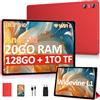 SKYEGG Tablet 10 Pollici Android con 20 GB RAM + 128 GB ROM(Espandibile Fino a 1 TB), Widevine L1, Octa-Core, Wi-Fi 6, Bluetooth 5.0, Fotocamera 8MP + 5MP, 6000mAh, Tablet con custodia protettiva, Rosso