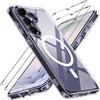 iVoler Cover Magnetica per Samsung Galaxy S26+/S26 Plus con 2 Pezzi Pellicola Vetro Temperato[Anti Ingiallimento][Antiurto di Grado Militare]Custodia Sottile Antigraffio MagSafe Case,Viola Transparent