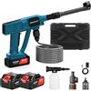 Redcoutt Idropulitrice a batteria, pistola idropulitrice da 21 V, dotata di 2 batterie da 4000 mAh, ugello multifunzione 6 in 1, tubo da 5 metri, batteria per lavaggio auto e giardino