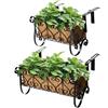 MorTime Scaffale per fiori in ferro da appendere, con ganci, supporto per vasi da fiori in metallo nero, mensola decorativa per ringhiera per esterni, giardino, balcone, recinzione, patio