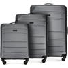 WITTCHEN valigia da viaggio set di 3 valigie trolley bagaglio a mano valigia a rotelle in ABS con 4 ruote spinner chiusura a combinazione maniglia telescopica Globe Line Grigio Ryanair/ITA Airways