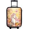 NoBoringSuitcases.com® Valigia Per Bambini Compatto 48x31x19 cm Bagaglio Ultraleggero Trolley A Mano Rigidi LED Ruote Valigie Bimbi - Ragazze - Unicorno - Farfalla - Rosa