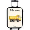 NoBoringSuitcases.com NoBoringSuitcases© Valigia Per Bambini Personalizzato Con Un Nome Bagaglio | 48x31x19 cm - Ultraleggero Trolley A Mano Rigidi LED Ruote Valigie Neonato - Ragazzo - Dumper - Firmato - Giallo