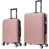 CELIMS - Set Valigie Oro Rosa| Valigie Bagaglio a Mano + Valigia Grande | Trolley Bagaglio a Mano 55x40x20 cm + Trolley Grande | Valigia 23 kg