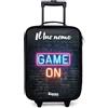 NoBoringSuitcases.com NoBoringSuitcases© Valigia Per Bambini Personalizzato Con Un Nome Bagaglio | 48x31x19 cm - Ultraleggero Trolley A Mano Rigidi LED Ruote Valigie Neonato - Ragazzo - Gioco - Neon - Parete