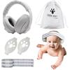IATAHI 2 in 1 Cuffie Antirumore Neonato E Bambini, Protettori Acustici Grigio, Riduzione Rumore Passivo Per Viaggi In Aereo, Concerti E Eventi