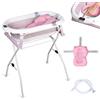 moovkee. Pieghevole Vaschetta Bagnetto Neonato con Supporto 80cm - Vasca da Bagno Bambini 1-3 Anni con Termometro Incorporato e Tubo di Scarico - Offri il massimo comfort al tuo bambino