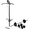 Ordellia Stazione fitness da parete per allenamento con cavo e barra per trazioni, set di manubri corti da 30,5 kg, in acciaio, portata 120 kg, palestra a casa per la costruzione muscolare