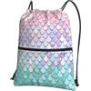 YYHHAOFA Zaino da palestra con stampa rosa viola con coulisse e cerniera, leggero, impermeabile, con tasca, per viaggi, sport, yoga