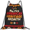 Generic Zaino con Coulisse Native American Heritage Month Drawstring Backpack Pieghevole Sacchetta Sportiva Resistente Borsa con Coulisse per Unisex Vacanze Scuola